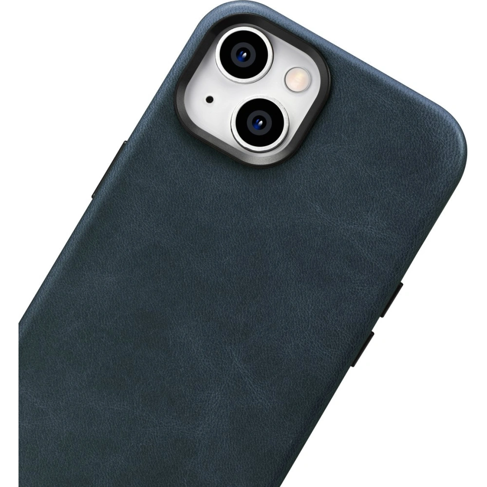 Etui iCarer Oil Wax Premium Leather MagSafe Apple iPhone 14 Plus / 15 Plus ciemnoniebieski