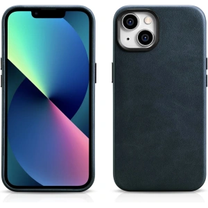 Kup Etui iCarer Olejový vosk Prémiová kůže MagSafe Apple iPhone 14 Plus / 15 Plus tmavě modrá - ICR336 - {ean13} - Sklep Home Screen