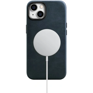 Kup Etui iCarer Olejový vosk Prémiová kůže MagSafe Apple iPhone 14 Plus / 15 Plus tmavě modrá - ICR336 - {ean13} - Sklep Home Screen