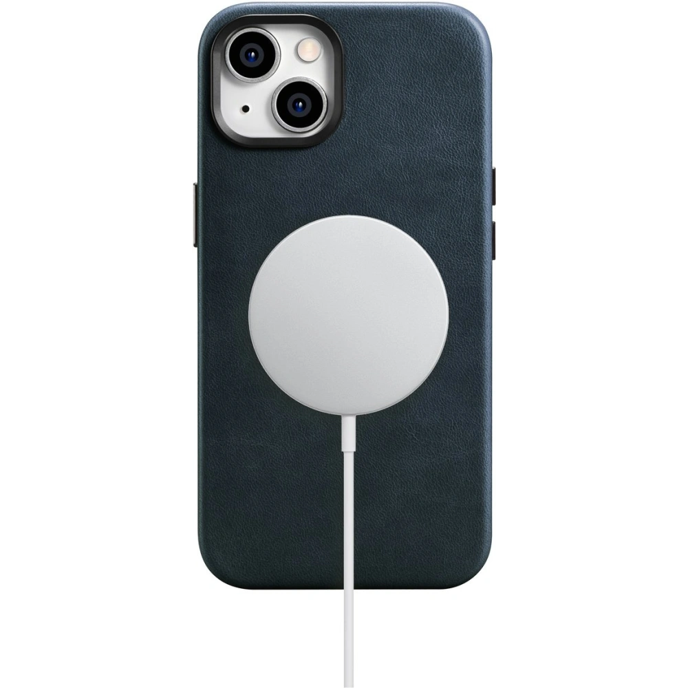 Etui iCarer Oil Wax Premium Leather MagSafe Apple iPhone 14 Plus / 15 Plus ciemnoniebieski
