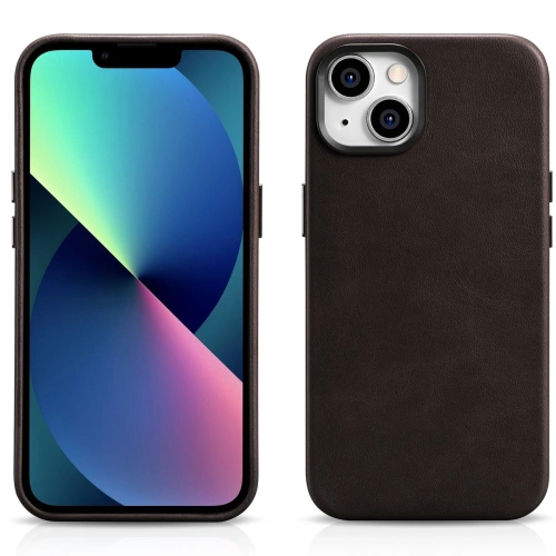 Kup Etui iCarer Oil Wax Premium Leather MagSafe Apple iPhone 14 Plus / 15 Plus tmavě hnědá - ICR337 - {ean13} - Sklep Home Screen