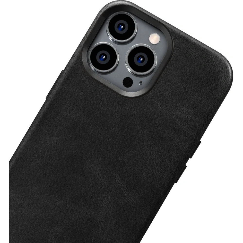 Etui iCarer Oil Wax Premium Leather MagSafe Apple iPhone 14 Pro Max czarny