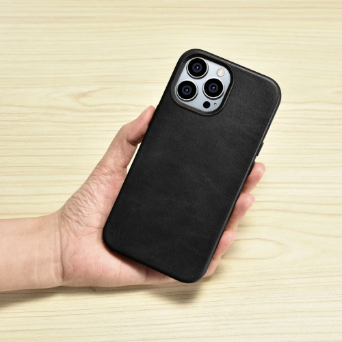 Kup Case iCarer Oil Wax Premium Leder MagSafe Apple iPhone 14 Pro Max schwarz - ICR338 - {ean13} - Sklep Home Screen