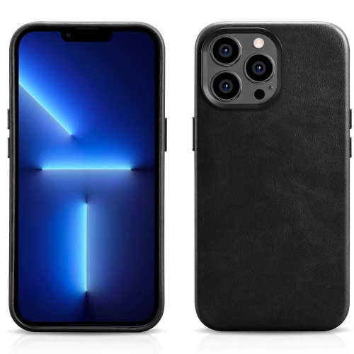 Kup Case iCarer Oil Wax Premium Leder MagSafe Apple iPhone 14 Pro Max schwarz - ICR338 - {ean13} - Sklep Home Screen
