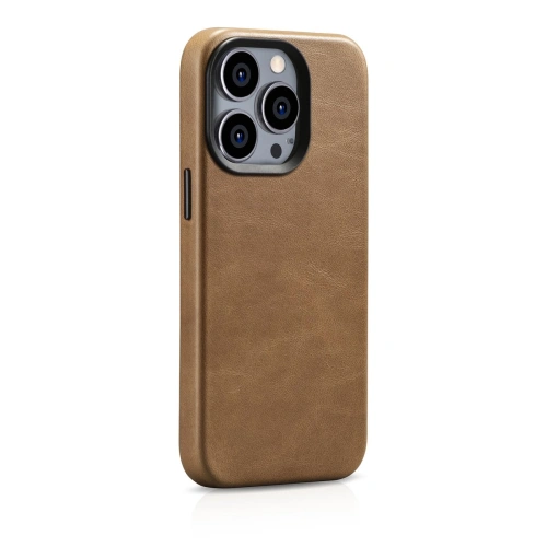 Kup Etui iCarer Oil Wax Premium Leather MagSafe Apple iPhone 14 Pro Max světle hnědý - ICR339 - {ean13} - Sklep Home Screen