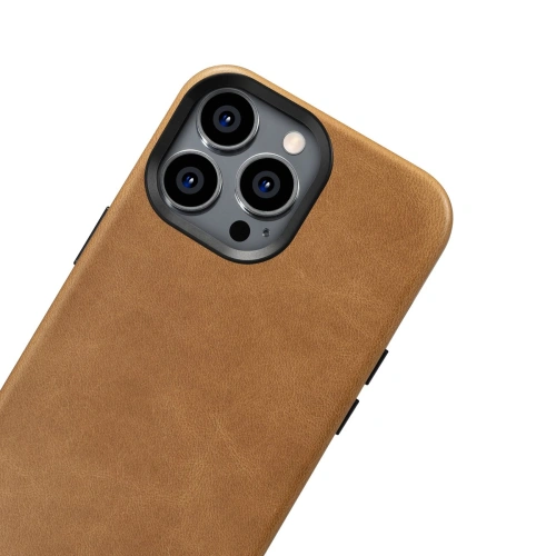 Kup Etui iCarer Oil Wax Premium Leather MagSafe Apple iPhone 14 Pro Max světle hnědý - ICR339 - {ean13} - Sklep Home Screen