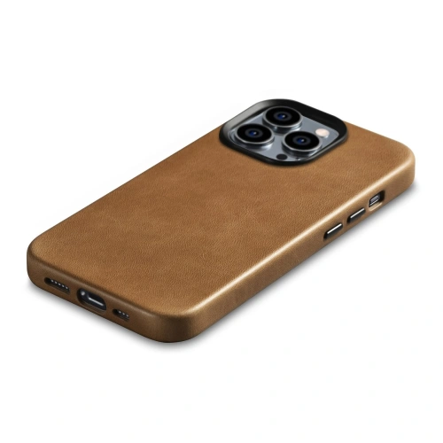 Kup Etui iCarer Oil Wax Premium Leather MagSafe Apple iPhone 14 Pro Max világosbarna - ICR339 - {ean13} - Sklep Home Screen