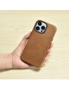 Kup Case iCarer Öl Wachs Premium Leder MagSafe Apple iPhone 14 Pro Max hellbraun - ICR339 - {ean13} - Sklep Home Screen