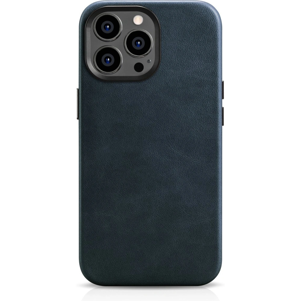 Etui iCarer Oil Wax Premium Leather MagSafe Apple iPhone 14 Pro Max ciemnoniebieski
