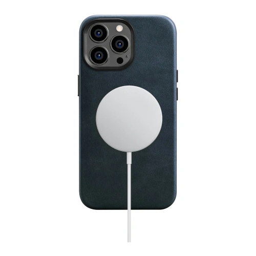 Kup Case iCarer Oil Wax Premium Leder MagSafe Apple iPhone 14 Pro Max dunkelblau - ICR341 - {ean13} - Sklep Home Screen