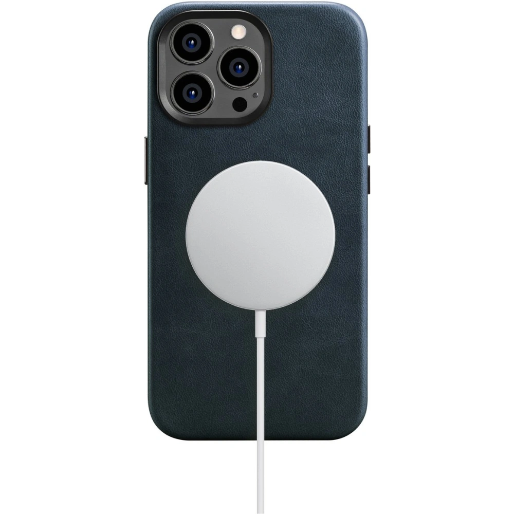 Etui iCarer Oil Wax Premium Leather MagSafe Apple iPhone 14 Pro Max ciemnoniebieski