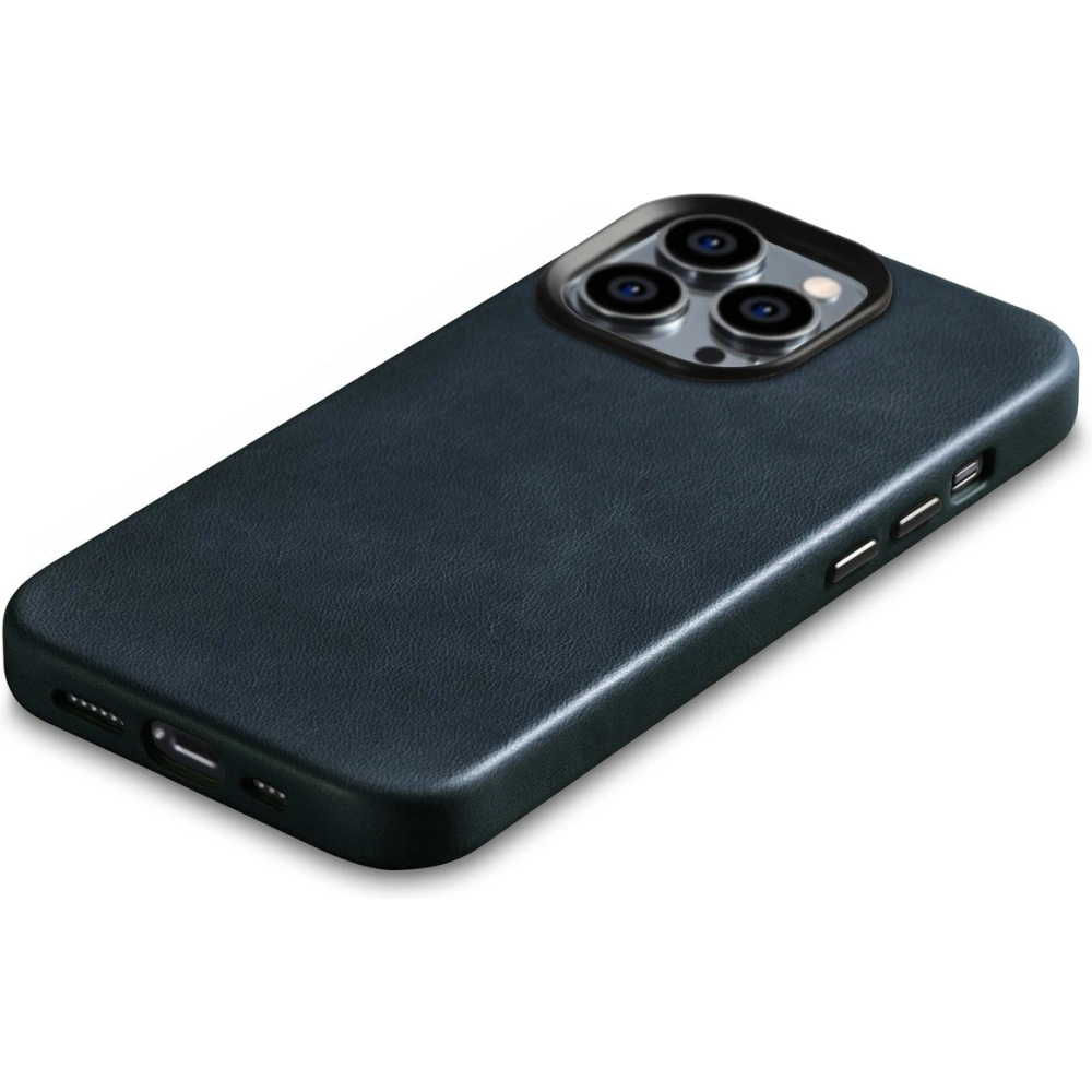 Etui iCarer Oil Wax Premium Leather MagSafe Apple iPhone 14 Pro Max ciemnoniebieski