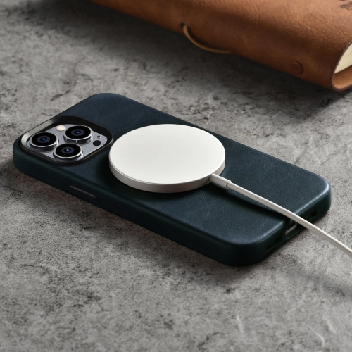 Kup Case iCarer Oil Wax Premium Leder MagSafe Apple iPhone 14 Pro Max dunkelblau - ICR341 - {ean13} - Sklep Home Screen