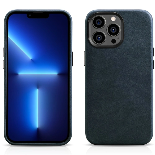 Kup Case iCarer Oil Wax Premium Leder MagSafe Apple iPhone 14 Pro Max dunkelblau - ICR341 - {ean13} - Sklep Home Screen