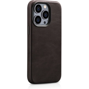 Kup Case iCarer Öl Wachs Premium Leder MagSafe Apple iPhone 14 Pro Max dunkelbraun - ICR342 - {ean13} - Sklep Home Screen