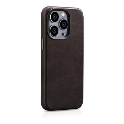 Kup Husă iCarer Oil Wax Premium Leather MagSafe Apple iPhone 14 Pro Max maro închis - ICR342 - {ean13} - Sklep Home Screen