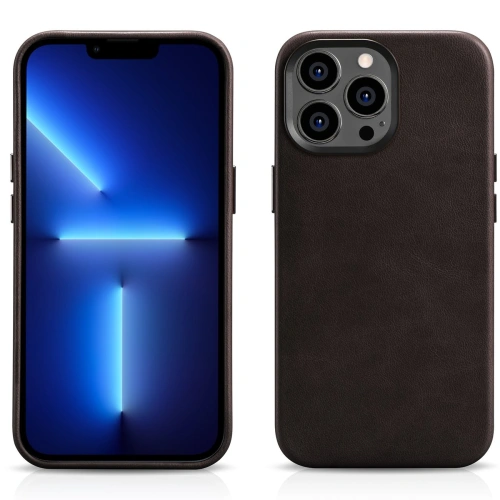 Kup Husă iCarer Oil Wax Premium Leather MagSafe Apple iPhone 14 Pro Max maro închis - ICR342 - {ean13} - Sklep Home Screen