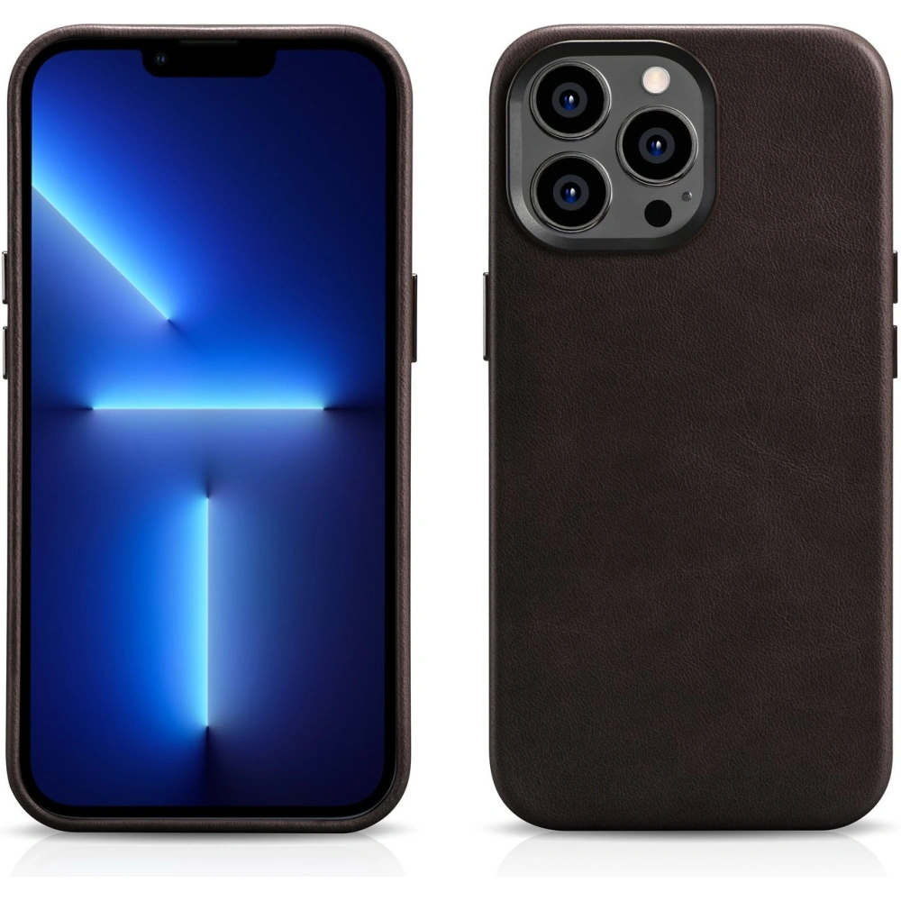 Etui iCarer Oil Wax Premium Leather MagSafe Apple iPhone 14 Pro Max ciemnobrązowy