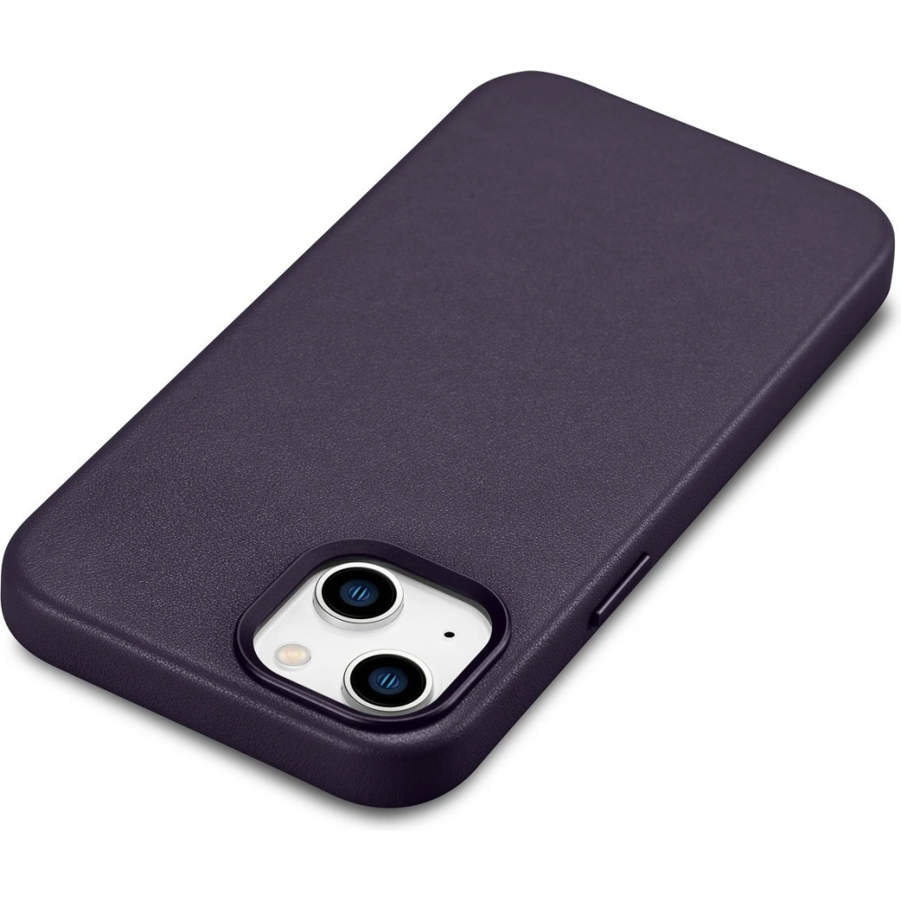 Etui iCarer Case Leather MagSafe Apple iPhone 14 ciemnofioletowy