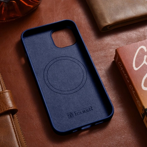 Kup Husă iCarer Case Leather MagSafe Apple iPhone 14 albastru - ICR348 - {ean13} - Sklep Home Screen