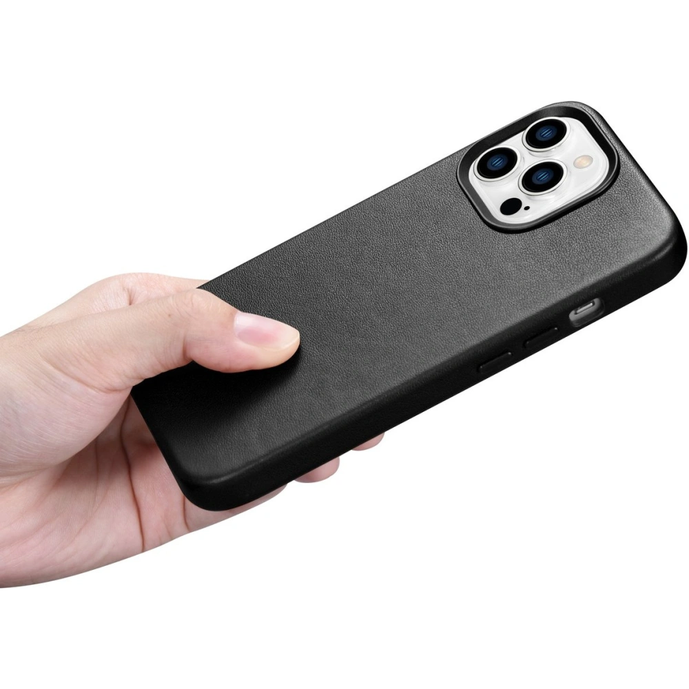 Etui iCarer Case Leather MagSafe Apple iPhone 14 Pro czarny