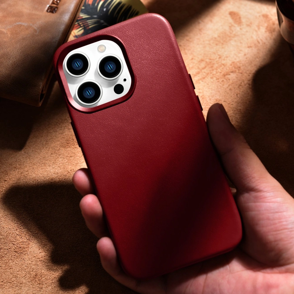 Etui iCarer Case Leather MagSafe Apple iPhone 14 Pro czerwony