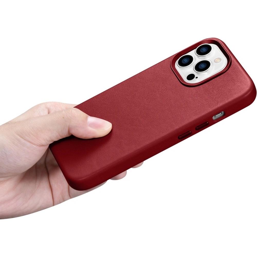 Etui iCarer Case Leather MagSafe Apple iPhone 14 Pro czerwony