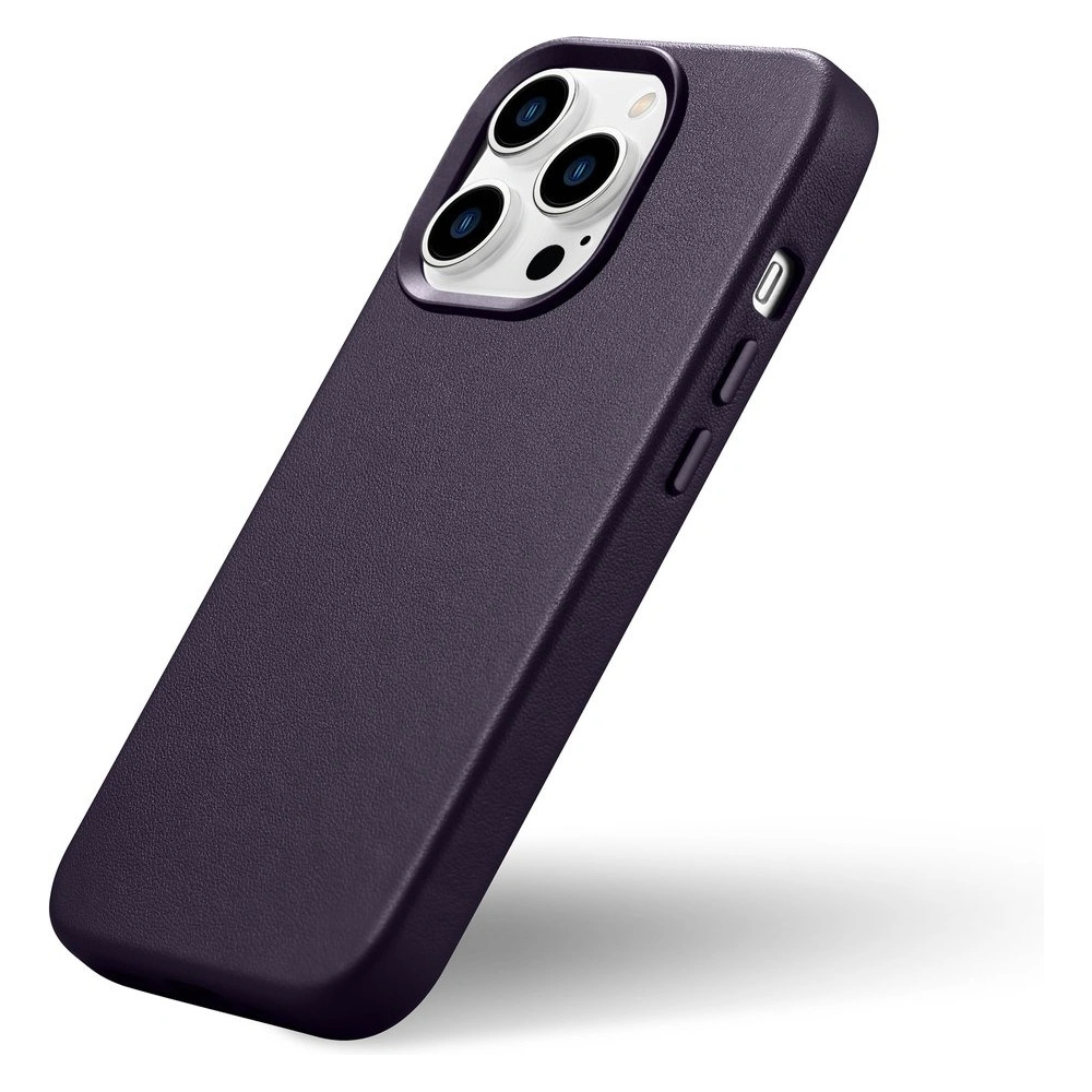 Etui iCarer Case Leather MagSafe Apple iPhone 14 Pro ciemnofioletowy