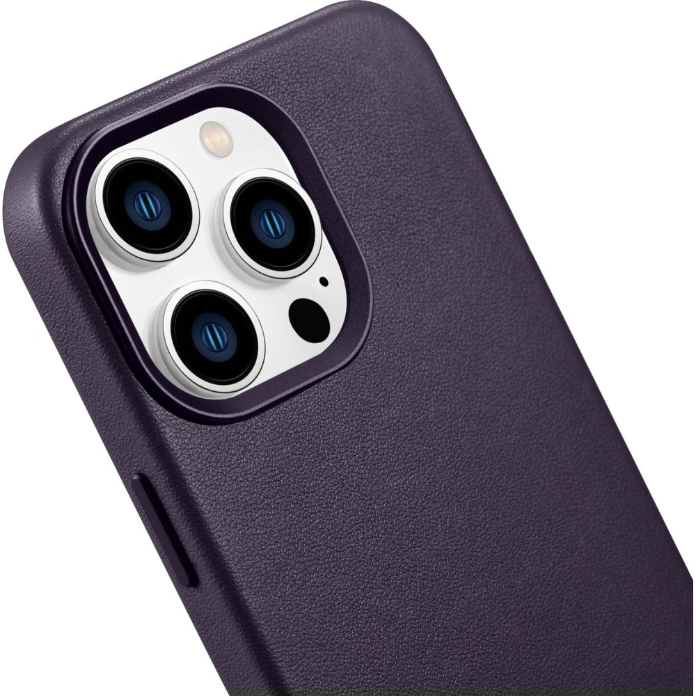 Etui iCarer Case Leather MagSafe Apple iPhone 14 Pro ciemnofioletowy