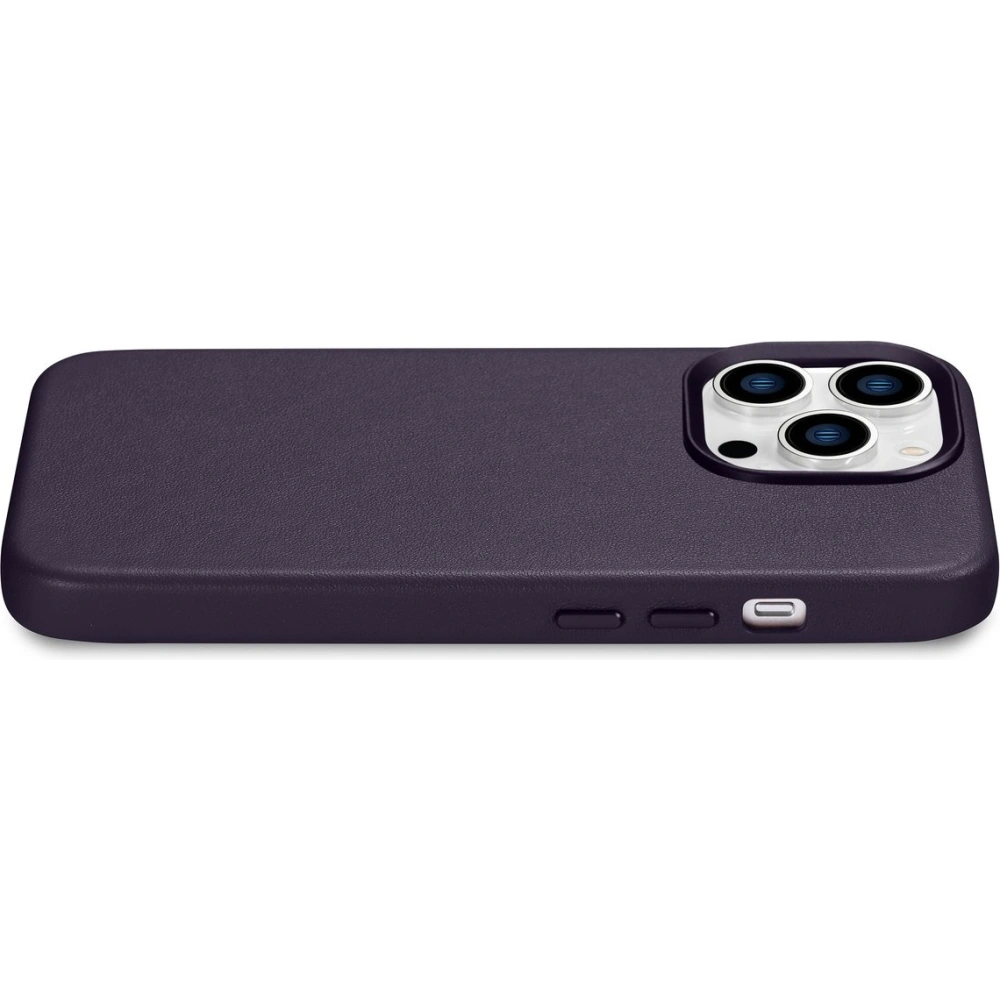 Etui iCarer Case Leather MagSafe Apple iPhone 14 Pro ciemnofioletowy