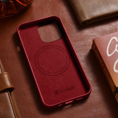 Buy iCarer Case Leather MagSafe Apple iPhone 14 Pro Max red - ICR357 - {ean13} - Home Screen Store Europe