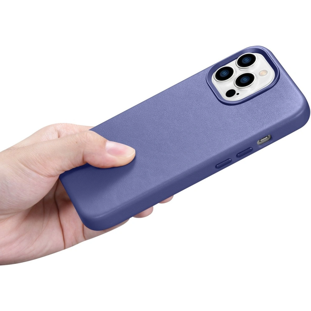 Etui iCarer Case Leather MagSafe Apple iPhone 14 Pro Max jasnofioletowy