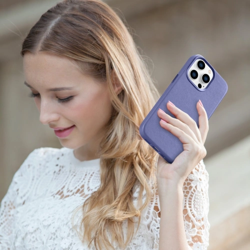 Kup Husă iCarer Case Leather MagSafe Apple iPhone 14 Pro Max violet deschis - ICR359 - {ean13} - Sklep Home Screen