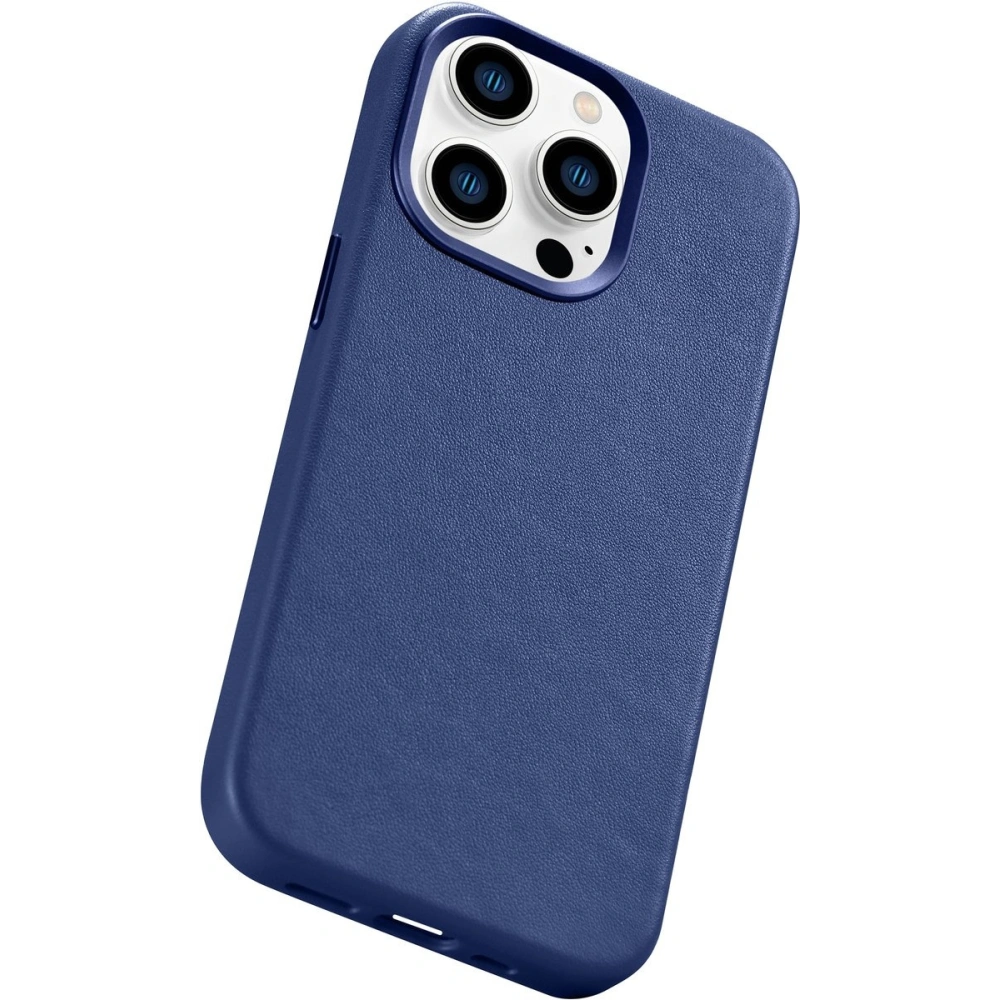 Etui iCarer Case Leather MagSafe Apple iPhone 14 Pro Max niebieski