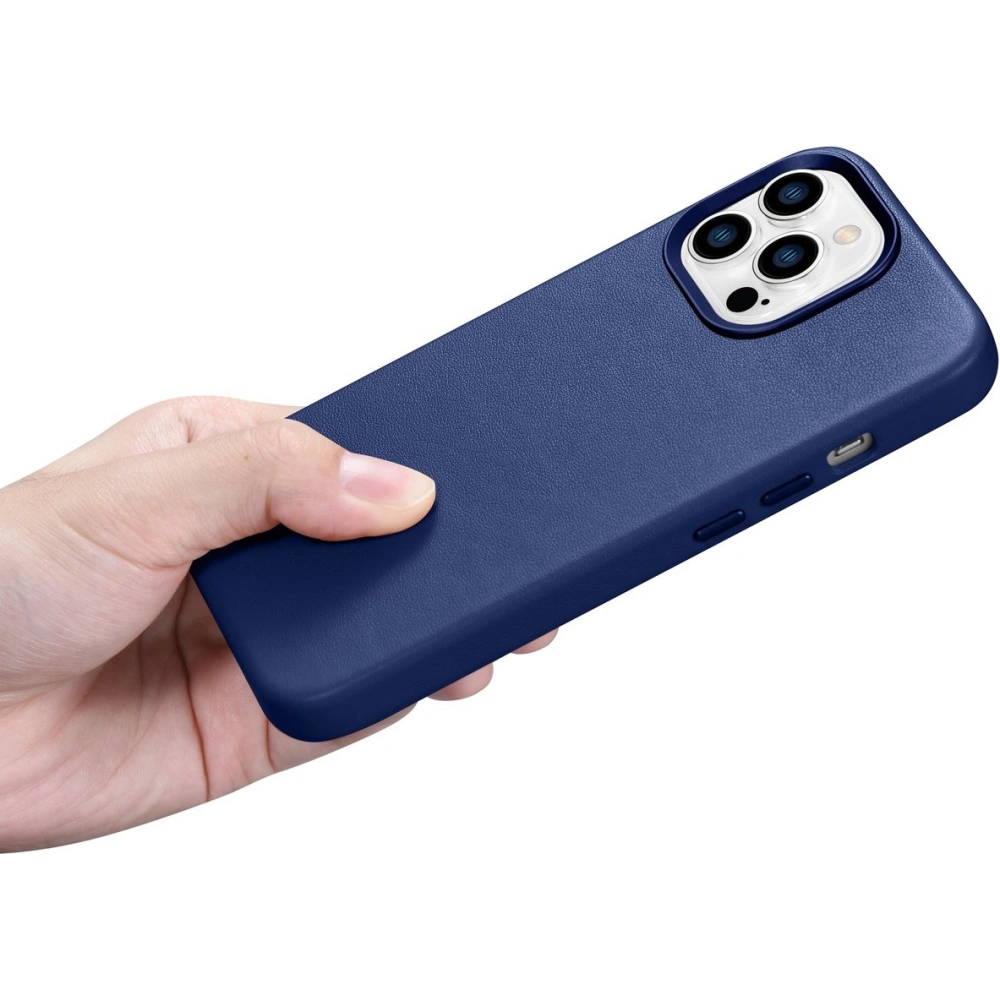 Etui iCarer Case Leather MagSafe Apple iPhone 14 Pro Max niebieski