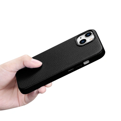 Kup Husă iCarer Litchi Premium Leather MagSafe Apple iPhone 14 negru - ICR361 - {ean13} - Sklep Home Screen