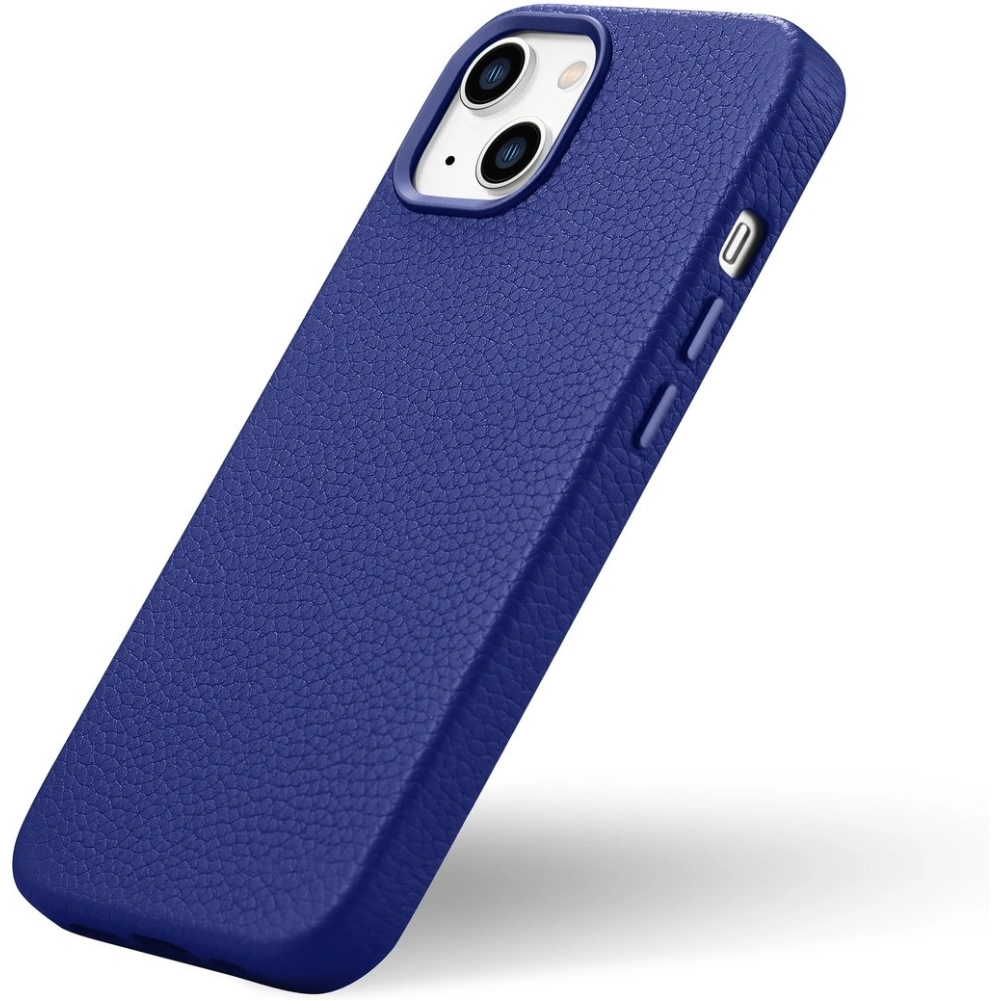 Etui iCarer Litchi Premium Leather MagSafe Apple iPhone 14 ciemnoniebieski