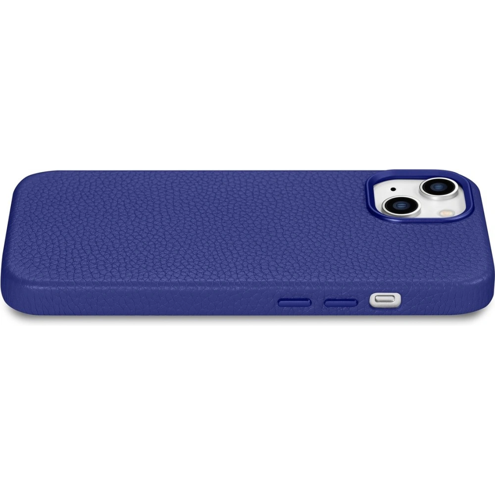 Etui iCarer Litchi Premium Leather MagSafe Apple iPhone 14 ciemnoniebieski