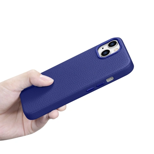 Kup Etui iCarer Litchi Premium Leather MagSafe Apple iPhone 14 sötétkék - ICR362 - {ean13} - Sklep Home Screen
