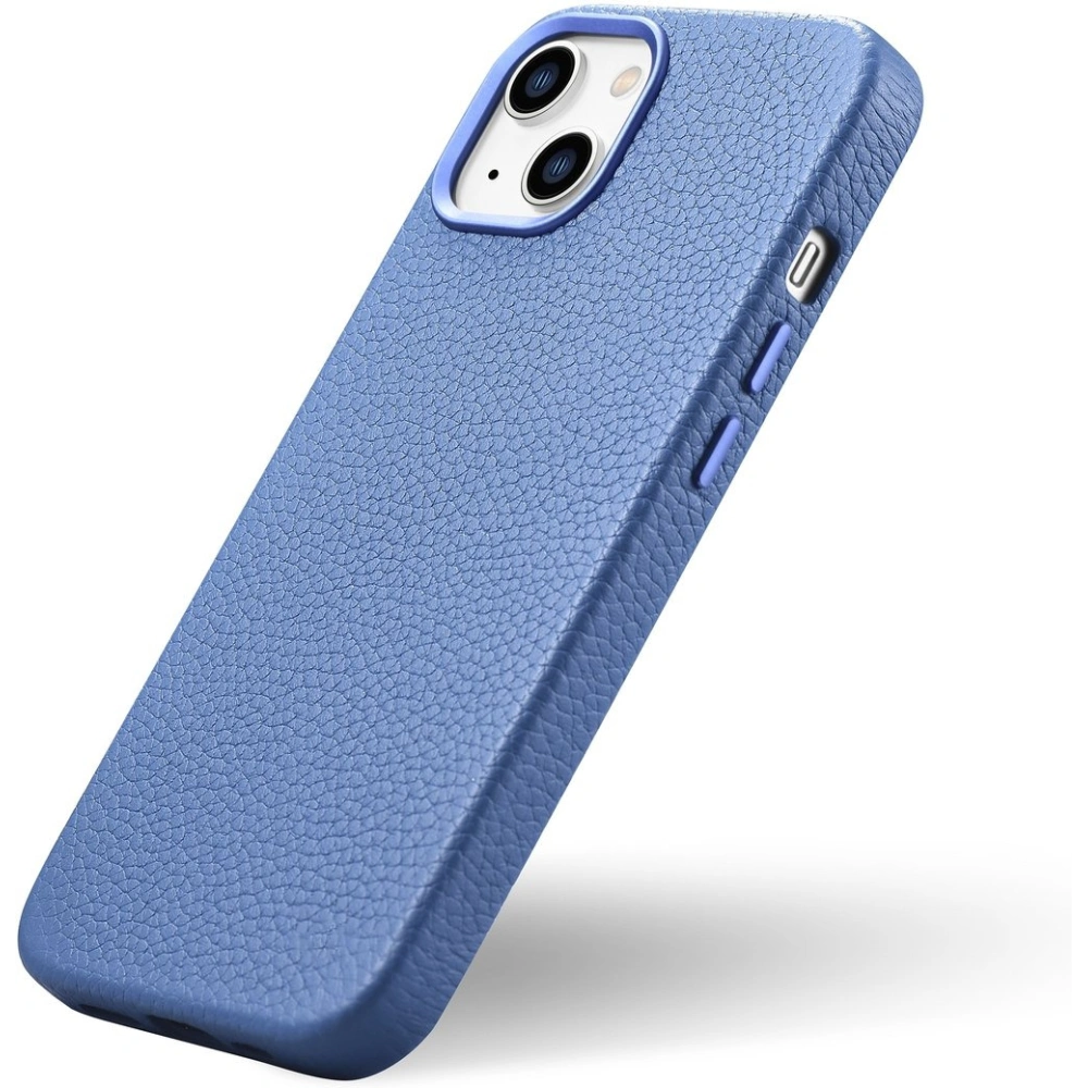 Etui iCarer Litchi Premium Leather MagSafe Apple iPhone 14 jasnoniebieski
