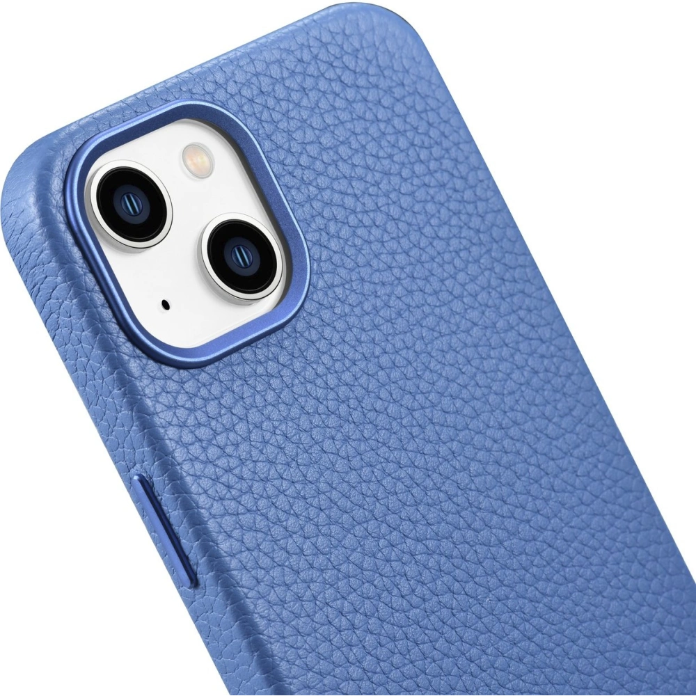 Etui iCarer Litchi Premium Leather MagSafe Apple iPhone 14 jasnoniebieski