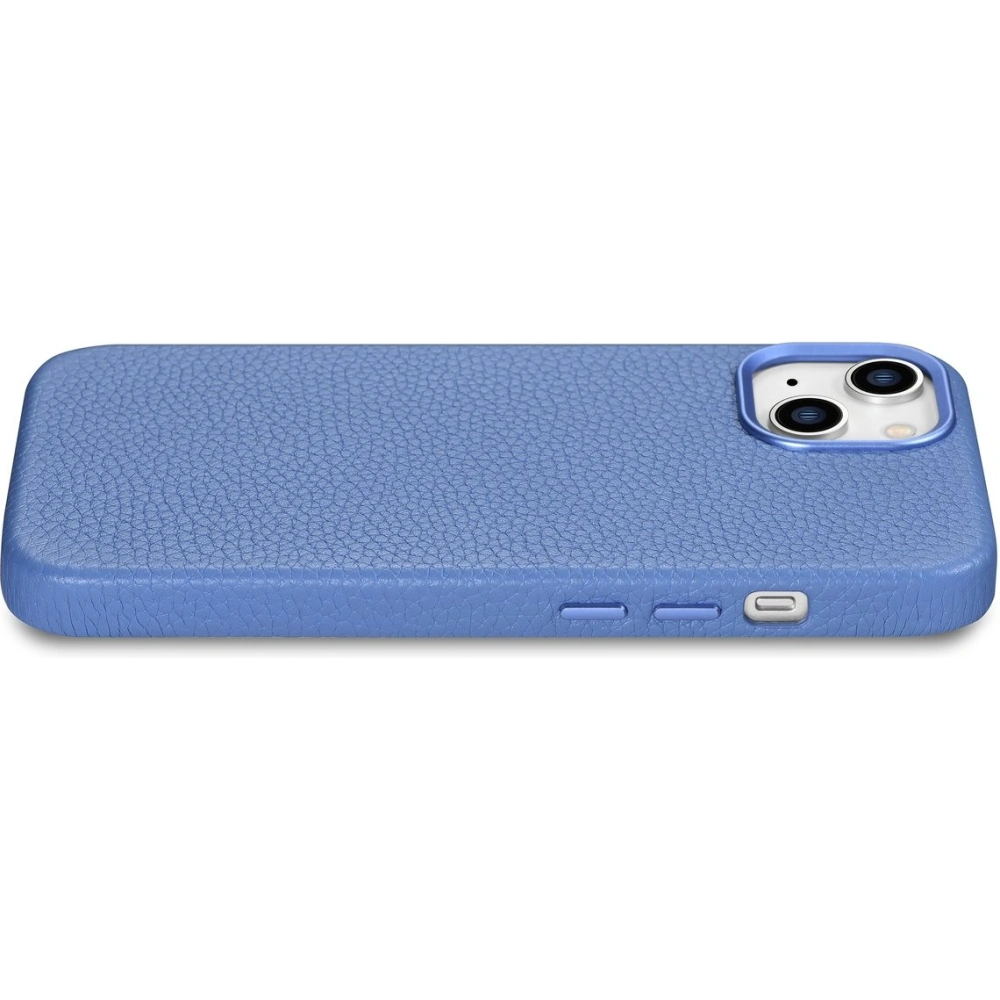 Etui iCarer Litchi Premium Leather MagSafe Apple iPhone 14 jasnoniebieski