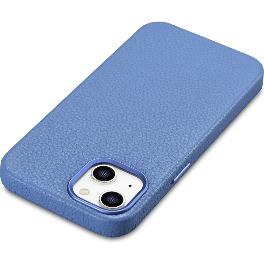 Etui iCarer Litchi Premium Leather MagSafe Apple iPhone 14 jasnoniebieski