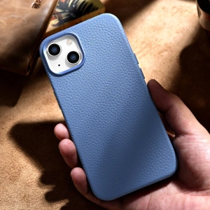 Kup Etui iCarer Litchi Premium Leather MagSafe Apple iPhone 14 světle modrý - ICR363 - {ean13} - Sklep Home Screen
