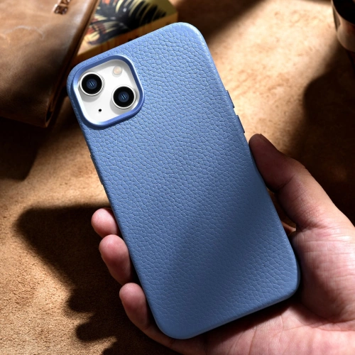 Kup Case iCarer Litchi Premium Leather MagSafe Apple iPhone 14 hellblau - ICR363 - {ean13} - Sklep Home Screen