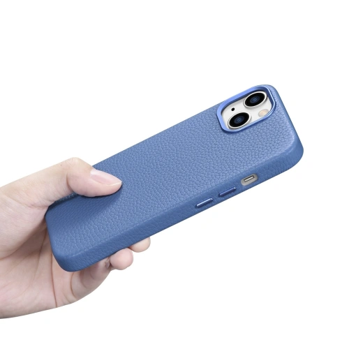 Kup Etui iCarer Litchi Premium Leather MagSafe Apple iPhone 14 világoskék - ICR363 - {ean13} - Sklep Home Screen