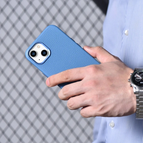 Kup Case iCarer Litchi Premium Leather MagSafe Apple iPhone 14 hellblau - ICR363 - {ean13} - Sklep Home Screen