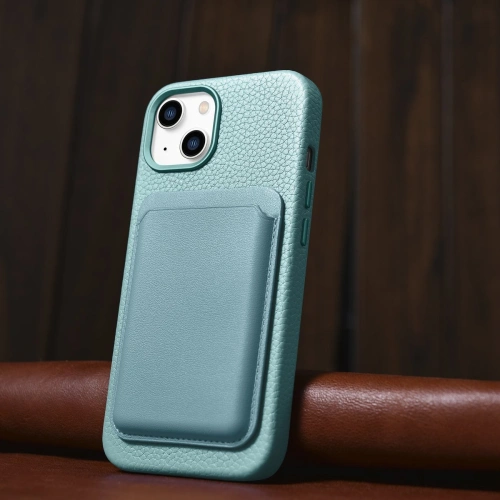 Kup Etui iCarer Litchi Premium Leather MagSafe Apple iPhone 14 zöld - ICR364 - {ean13} - Sklep Home Screen