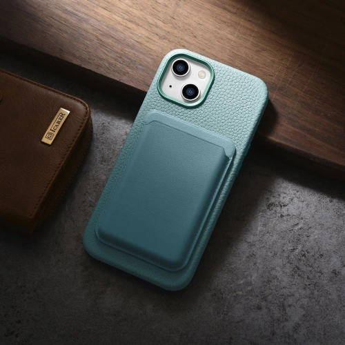 Kup Etui iCarer Litchi Premium Leather MagSafe Apple iPhone 14 zöld - ICR364 - {ean13} - Sklep Home Screen