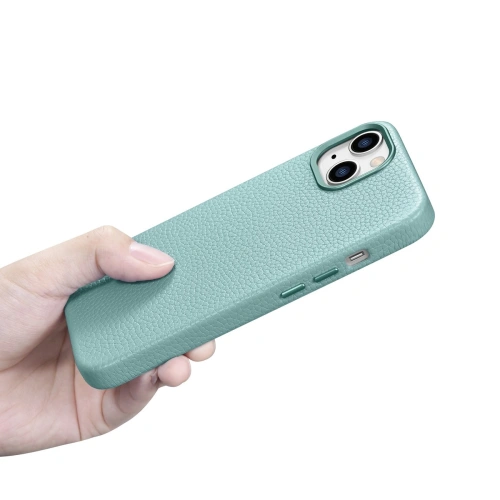 Kup Etui iCarer Litchi Premium Leather MagSafe Apple iPhone 14 zöld - ICR364 - {ean13} - Sklep Home Screen